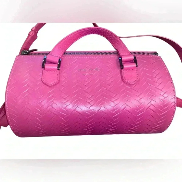 MELI MELO Vera Woven Leather Duffel Satchel In Magenta - Picture 6 of 12